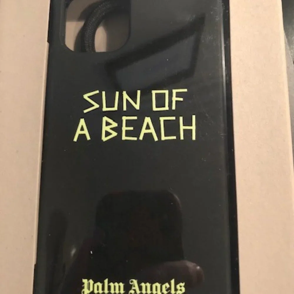 NEW $120 AUTHENTIC PALM ANGELS BLACK SUN OF A BEACH IPHONE 12 MINI NECK CASE